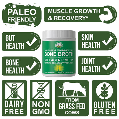 Peak Performance Hydrolyzed Bone Broth and Collagen Unflavored Protein Peptides Powder Contains All Collagen Types: 1, 2, and 3. Pure Pasture, Raised Grass Fed, Paleo Friendly, Gluten + Dairy Free Peak PerformanceBuy Supplements Australia