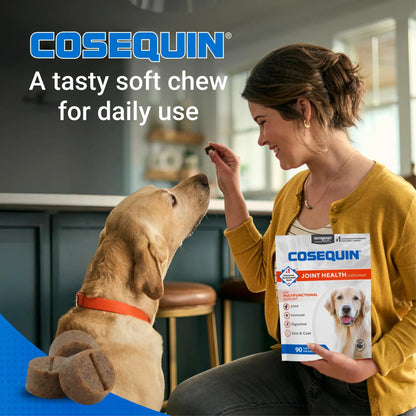Nutramax Cosequin Joint Health Supplement with Multifunctional Support for Dogs, Soft Chews with Glucosamine, Chondroitin, Omega-3s, and Postbiotics, 90 Count Nutramax LaboratoriesBuy Supplements Australia