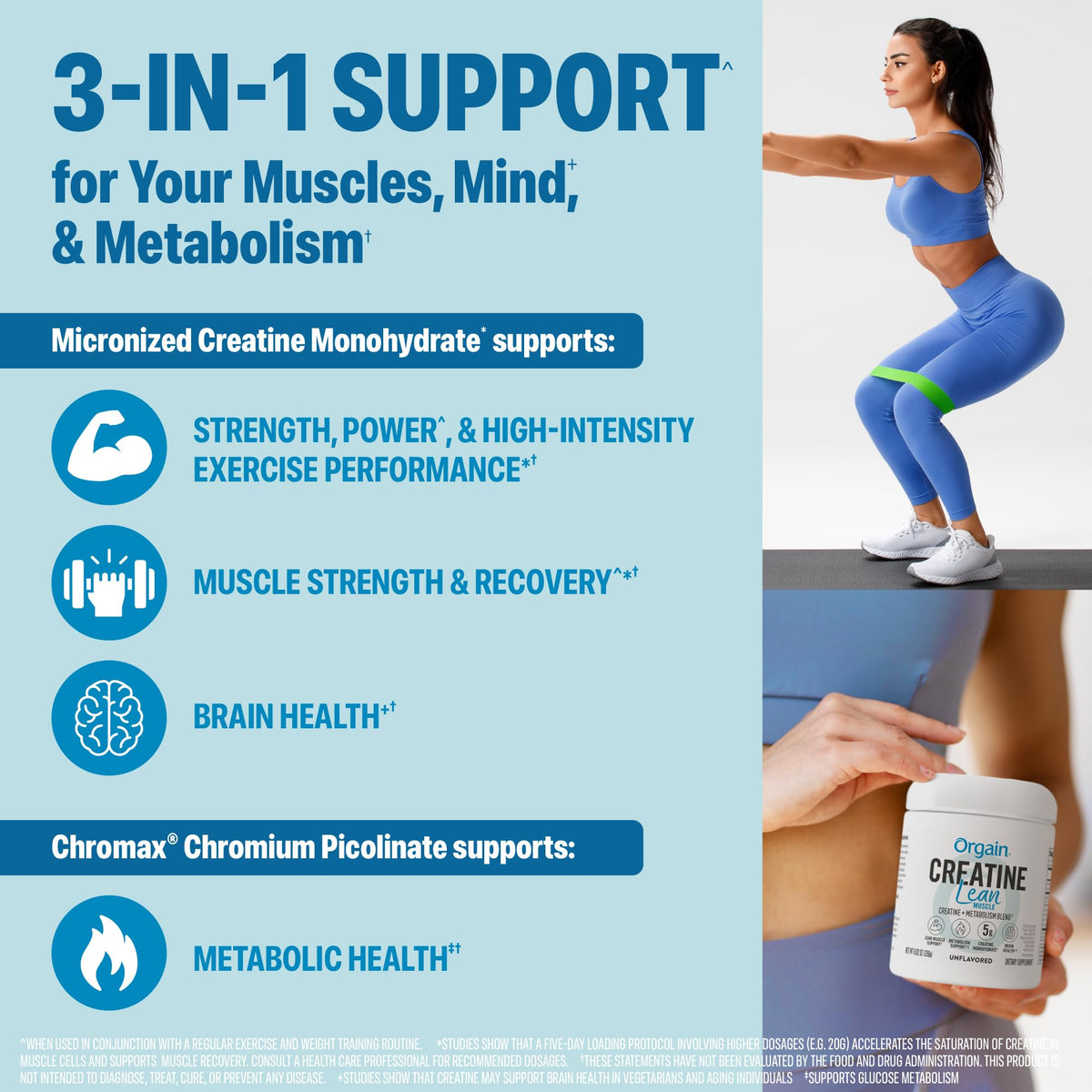 Orgain Micronized Creatine Monohydrate Lean Muscle Powder with Metabolism Blend, Unflavored, 50 Servings, Supports Muscle Strength and Brain Health, No Dairy or Soy, Gluten Free, Vegan OrgainBuy Supplements Australia