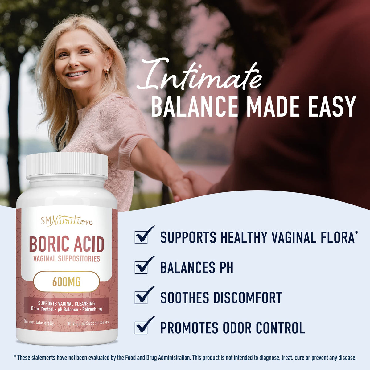 Boric Acid Suppositories for Women | 600mg | for pH Balance, Vaginal Odor & Itching | Feminine Intimate Health SMNutritionBuy Supplements Australia