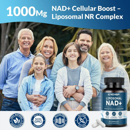 CNCHEF Liposomal NAD Supplement -1000mg, NAD Resveratrol Supplement for Women & Men with Nicotinamide Riboside, Resveratrol, PQQ & TMG, NAD Plus Boosts NAD+ Levels, Anti-Aging & Brain, 60 Capsules CNCHEFBuy Supplements Australia