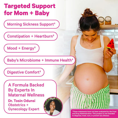 Pink Stork Prenatal Probiotic for Women with 50 Billion CFU | Vitamin B6 & Prebiotics | Pregnancy Probiotics for Morning Sickness | Digestive, Immune, & Gut Health | Vegan & Gluten-Free | 30 Capsules Pink Stork buy supplements Au