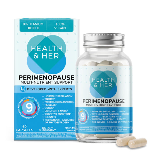 Health & Her Perimenopause Supplement for Women – The UK’s No.1 Perimenopause Supplement - Multi-Nutrient Wellbeing Support for Early Stage of Menopause, Vegan, Gluten-Free, Non GMO (60 ct - 1 Month) Health and HerBuy Supplements Australia