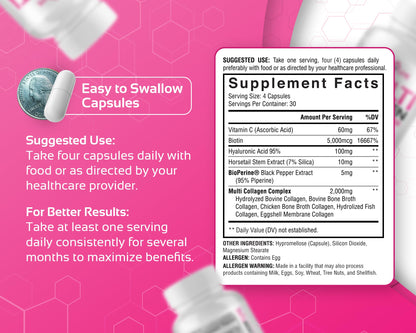 CogniTune Multi Collagen Peptides for Women with Biotin, Hyaluronic Acid, Vitamin C - 5 Types I II III V X Colageno Hidrolizado - 2000mg Hair Skin Nails Joints Support - 120 Capsules CogniTuneBuy Supplements Australia