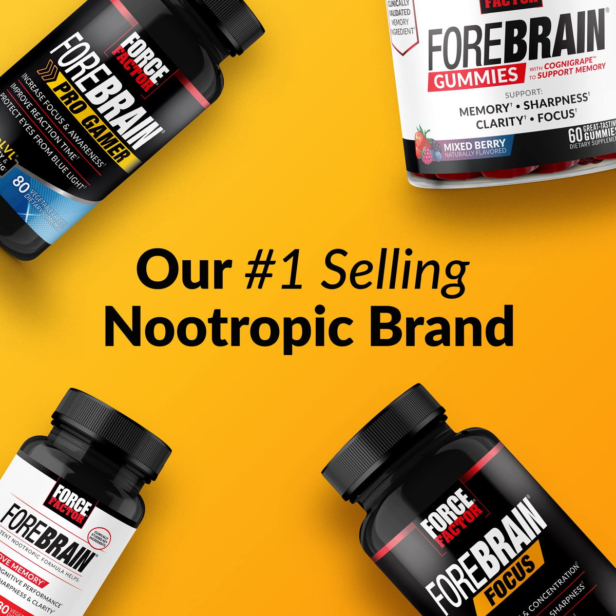 Forebrain Focus Brain Booster, Brain Supplement to Boost Clarity & Concentration, Improve Memory & Sharpness & Productivity, Nootropic Brain Support Supplement, Force Factor, 120 Capsules, Black Force FactorBuy Supplements Australia