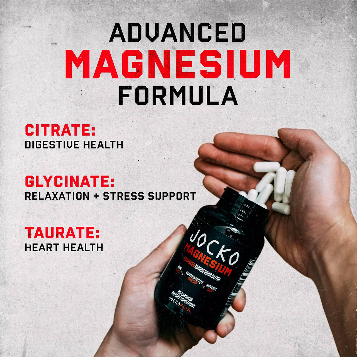 Jocko Fuel Magnesium Complex Supplement - Magnesium Glycinate, Citrate, & Taurate Capsules Dietary Supplement for Muscle Recovery & Relaxation, Heart, Nerve, Bone Support, & Sleep 30-Day Supply Jocko FuelBuy Supplements Australia