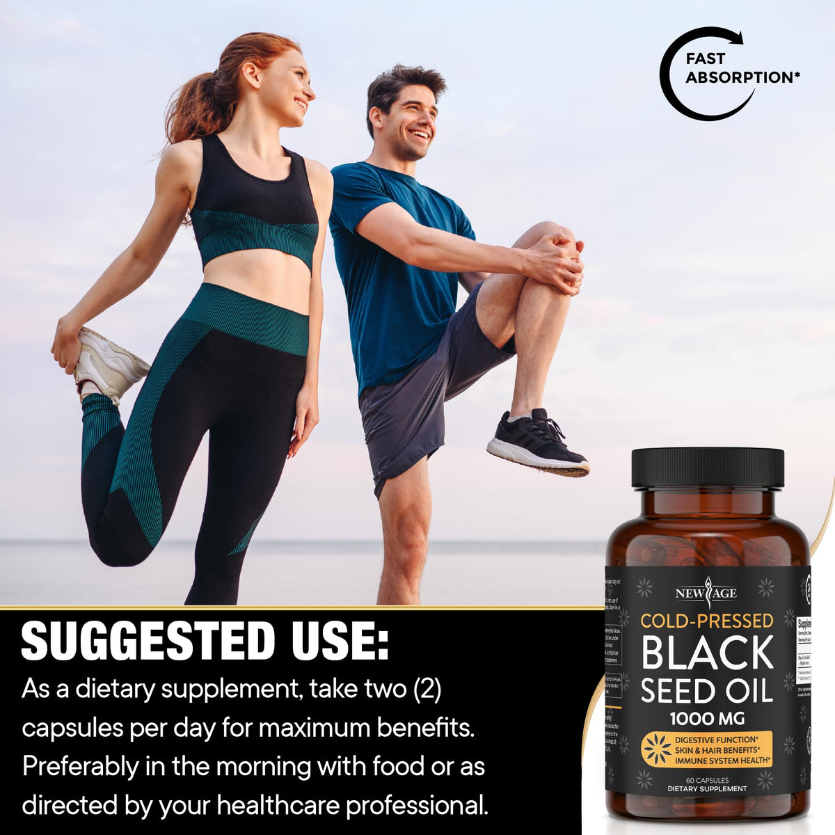 Black Seed Oil Softgel Capsules - Premium Cold-Pressed Nigella Sativa Producing Pure NEW AGEBuy Supplements Australia