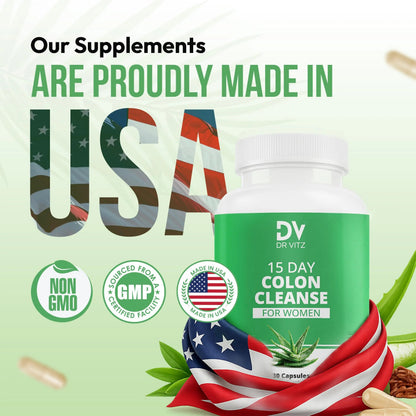 Dr Vitz 15 Day Colon Cleanse for Women – Natural Detox Pills with Herbs, Fiber & Probiotics – Bloating & Constipation Relief, Weight Loss & Gut Health Reset – 30 Capsules Dr VitzBuy Supplements Australia