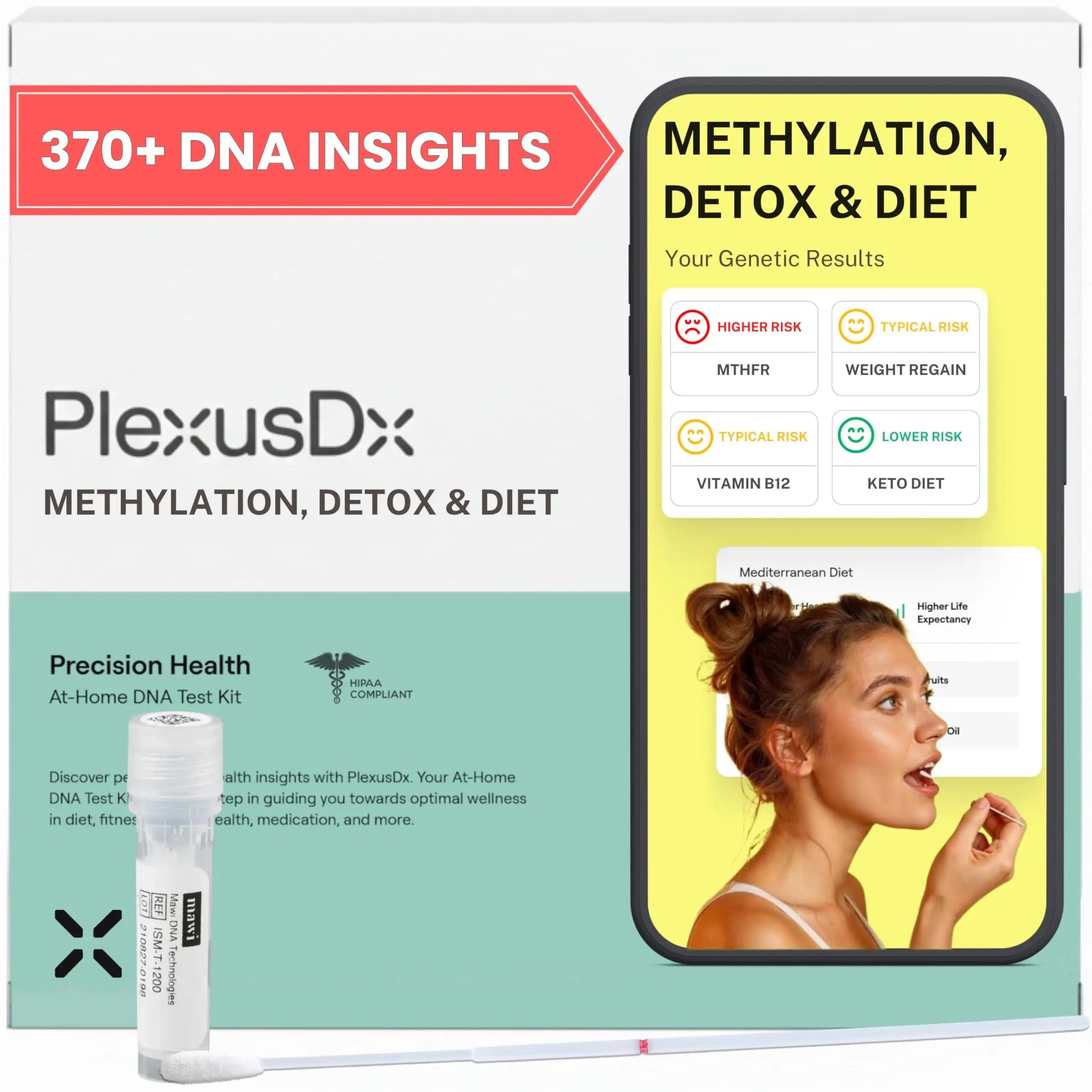 Genetic Methylation Test Kit & MTHFR Testing Kit | 370+ DNA Reports Including MTHFR Gene Variants, COMT, Folate, B12, Riboflavin, Choline, Glucose, Keto Diet | Supplement & Diet Recommendations PlexusDXBuy Supplements Australia
