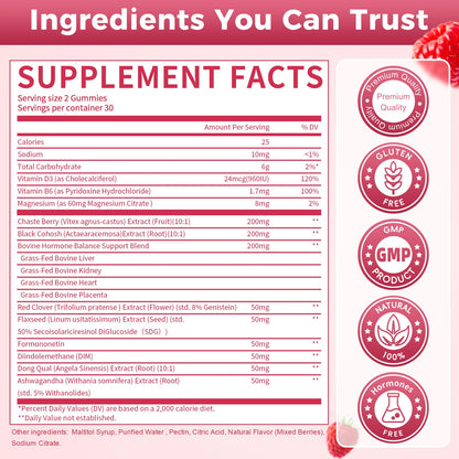 GREENPEOPLE Menopause Supplements for Women Gummies - 16-in-1 Dual Action Menopause Relief W/Black Cohosh, Vitex, Beef Organs for Hormone Balance, Hot Flashes, Night Sweats & Mood, Sugar-Free 60 CT GREENPEOPLEBuy Supplements Australia