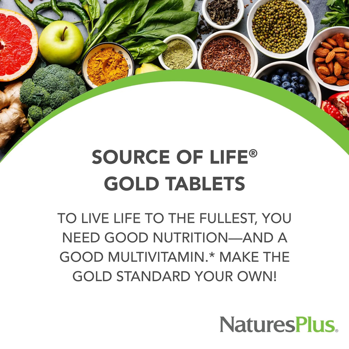 NaturesPlus Source of Life Gold Multivitamin - 180 Tablets - with Vitamins D3 & B12 - Blood, Bone & Immune Support NaturesPlus