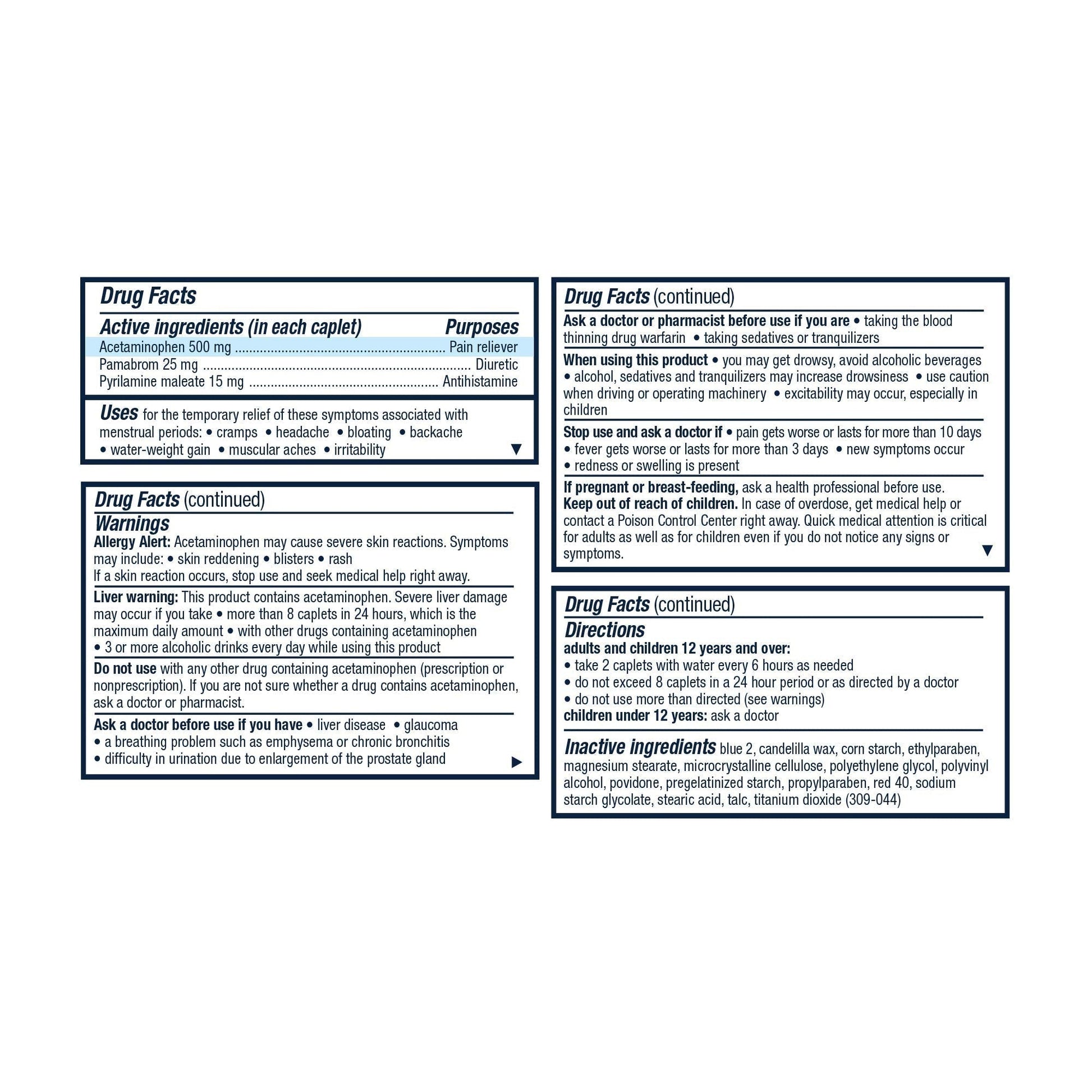Pamprin Multi-Symptom Formula, with Acetaminophen, Menstrual Period Symptoms Relief Including Cramps PamprinBuy Supplements Australia