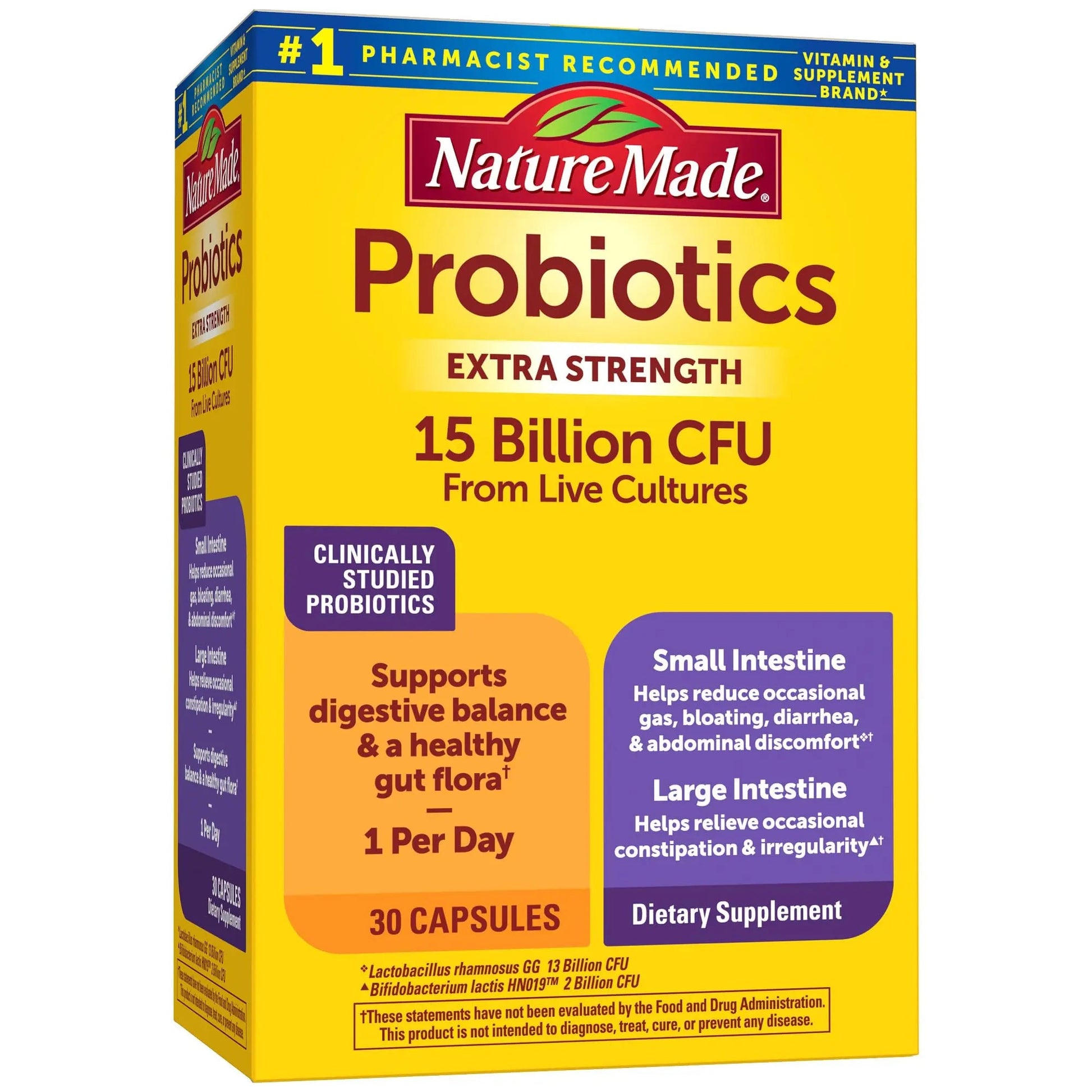 Nature Made Probiotics for Digestive Health Extra Strength 15 Billion CFU from Live Cultures, Probiotics for Women and Men, 30 Probiotic Capsules, 30 Day Supply Nature MadeBuy Supplements Australia