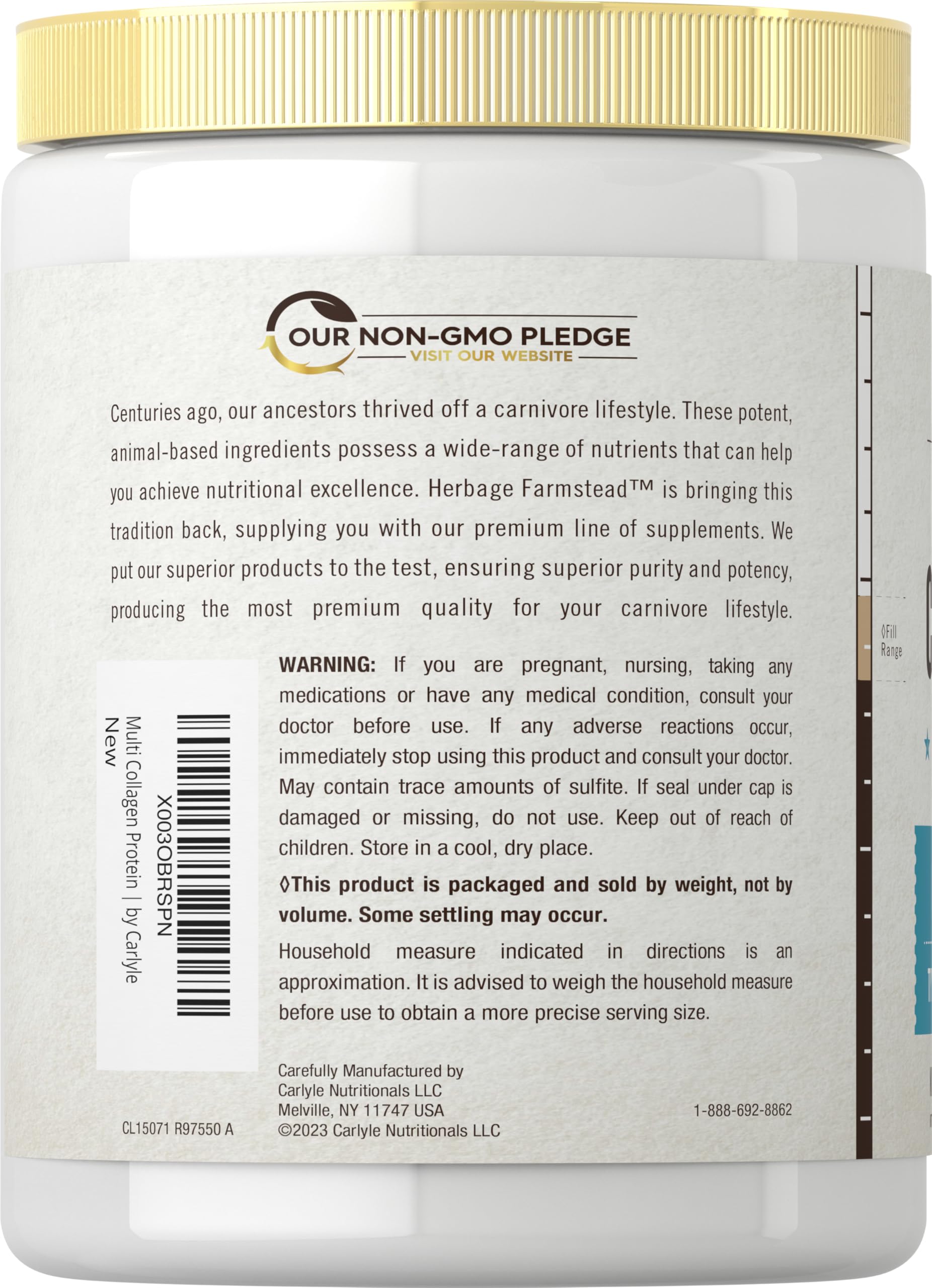 Carlyle Multi Collagen Protein Powder | Type I, II, III, V & X | 9 Oz | Peptides Premium Blend | Unflavored | for Women and Men | Non-GMO and Gluten Free | 25 Servings | by Herbage Farmstead Carlyle buy supplements Au