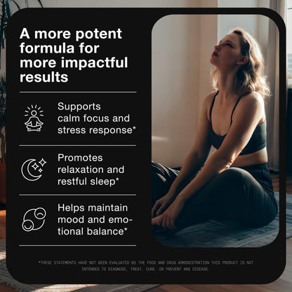Cortisol Supplement for Women and Men — Calm, Balanced-Strength 5-in-1 Non-Drowsy, Third-Party Tested with Magnesium Glycinate, Ashwagandha, L-Theanine, Phosphatidylserine, Rhodiola — 120 Capsules ToniiqBuy Supplements Australia