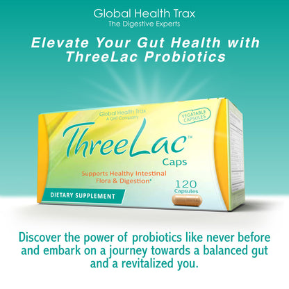 Global Health Trax GHT - ThreeLac Probiotic Capsules, 480 Count - Comprehensive Digestive Support for Men, Women, and Children - Immune System and Gut Balance, Non-GMO ght Global Health TraxBuy Supplements Australia