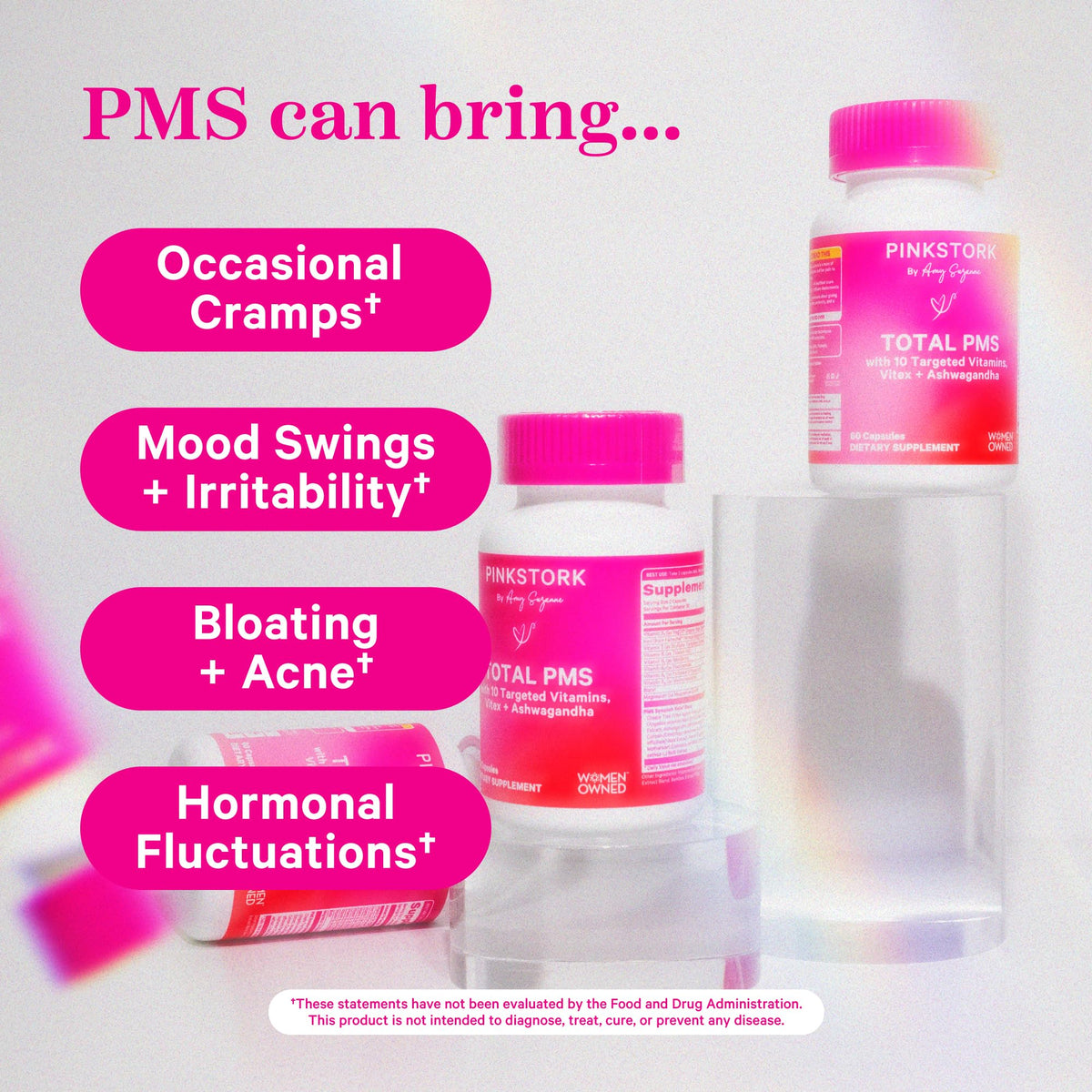 Pink Stork PMS Supplement for Women - Vitex, Ashwagandha, Maca Root & 10 Vitamins & Minerals to Support Hormone Balance, Mood, Bloating, Period Regularity - 60 Capsules Pink StorkBuy Supplements Australia