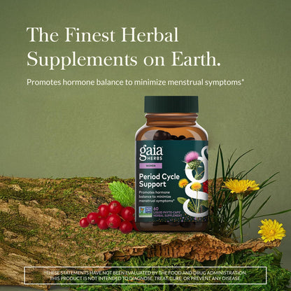 Gaia Herbs Period Cycle Support - Supports Hormone Balance & PMS Relief* - Herbal Supplement with Vitex Berry & Schisandra - Free from Gluten, Dairy & Soy - 60 Vegan Capsules (60 Servings) Gaia HerbsBuy Supplements Australia