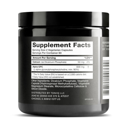 Toniiq Ultra High Purity Alpha GPC Capsules - 600mg Concentrated Formula - 90%+ Highly Purified and Bioavailable Nootropic - 120 Capsules Alpha GPC Supplement Toniiq buy supplements Au