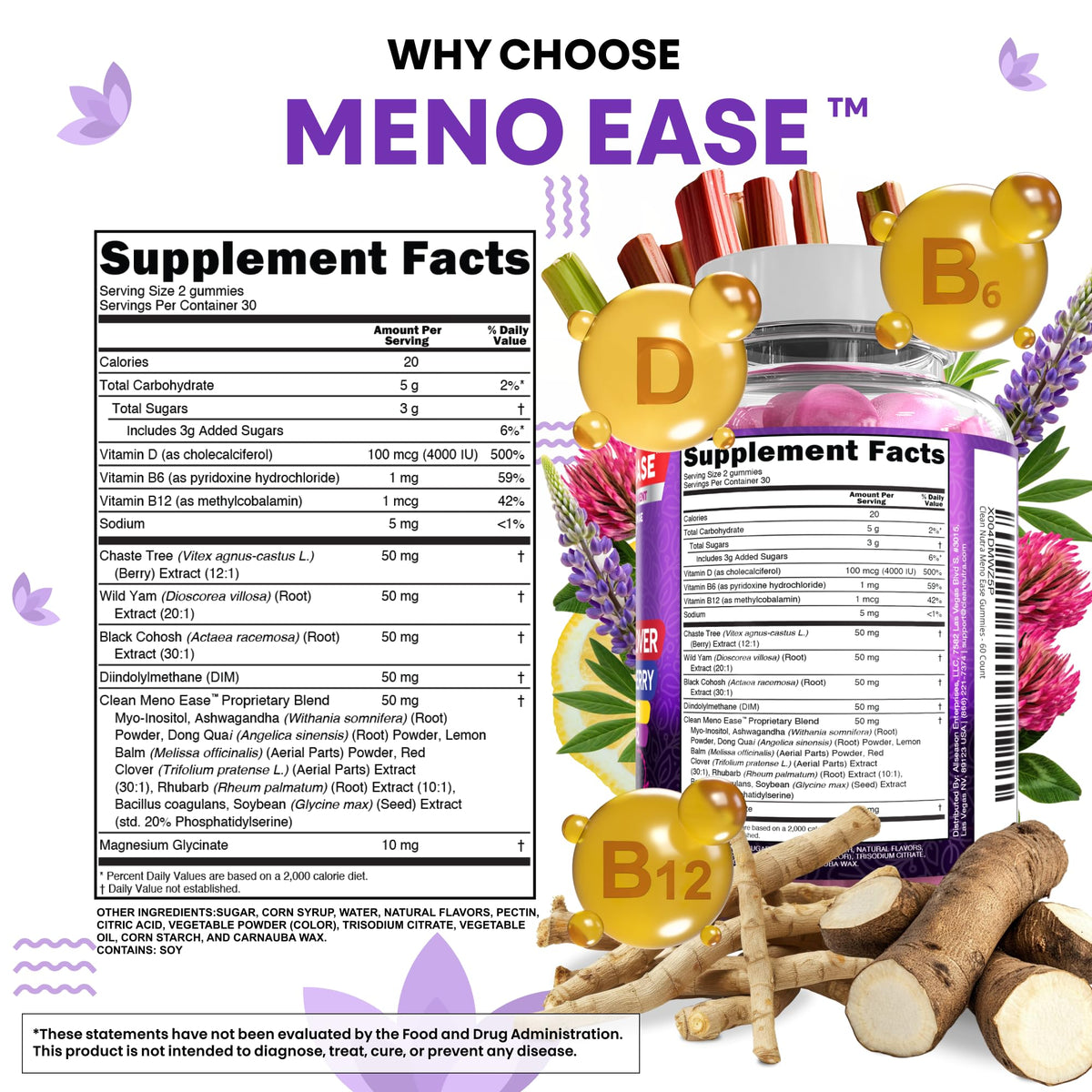 Menopause Supplement for Women Gummies with Black Cohosh, Wild Yam, DIM, Magnesium, Red Clover Chasteberry for Hormone Balance Relief Night Sweats Mood Plus Bergamot, Vitamin D3, Vitamin B6 B12 Clean NutraceuticalsBuy Supplements Australia