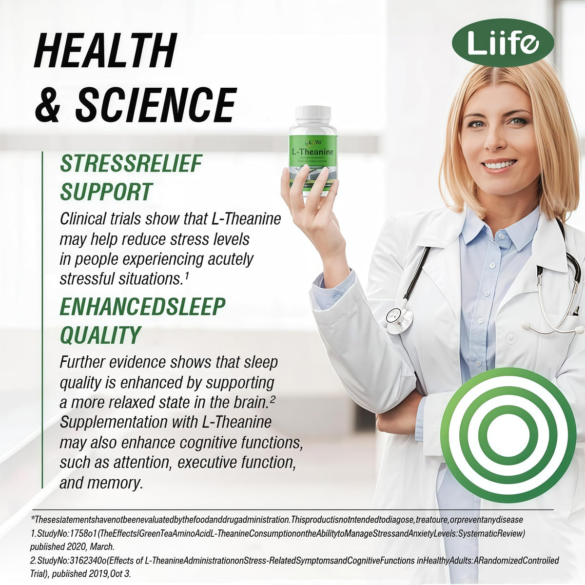 LIIFE L-Theanine (Suntheanine®) with GABA– 60 Veggie Capsules Support with Magnesium & Black Pepper for a Healthy Stress Response, Relaxation, and Focus Increases Brain Alpha-Wave Production* LIIFE buy supplements Au