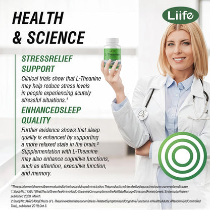 LIIFE L-Theanine (Suntheanine®) with GABA– 60 Veggie Capsules Support with Magnesium & Black Pepper for a Healthy Stress Response, Relaxation, and Focus Increases Brain Alpha-Wave Production* LIIFE buy supplements Au