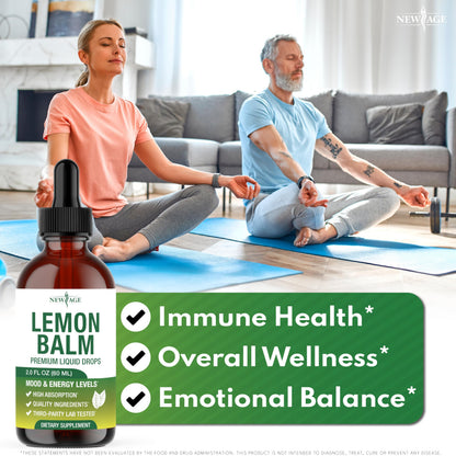 NEW AGE Lemon Balm Tincture - Mood Support Supplement - Lemon Balm Leaf Extract Drops - Vegan, Sugar & Alcohol-Free Calming Supplement - 4 fl oz NEW AGE buy supplements Au