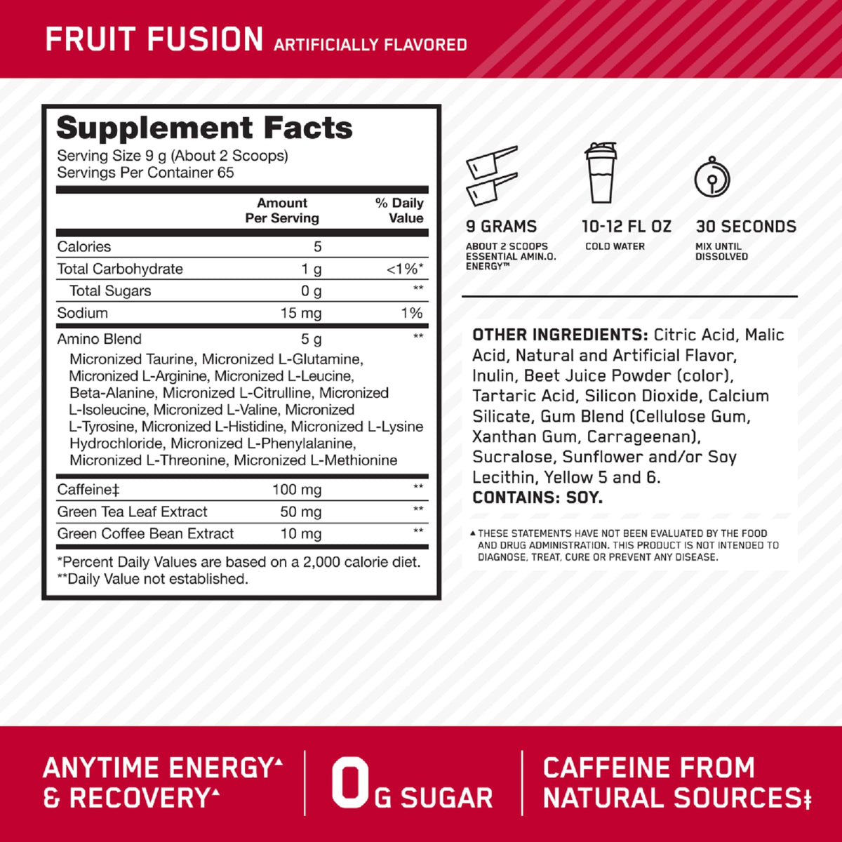 Optimum Nutrition Amino Energy - Pre Workout with Green Tea, BCAA, Amino Acids Optimum NutritionBuy Supplements Australia