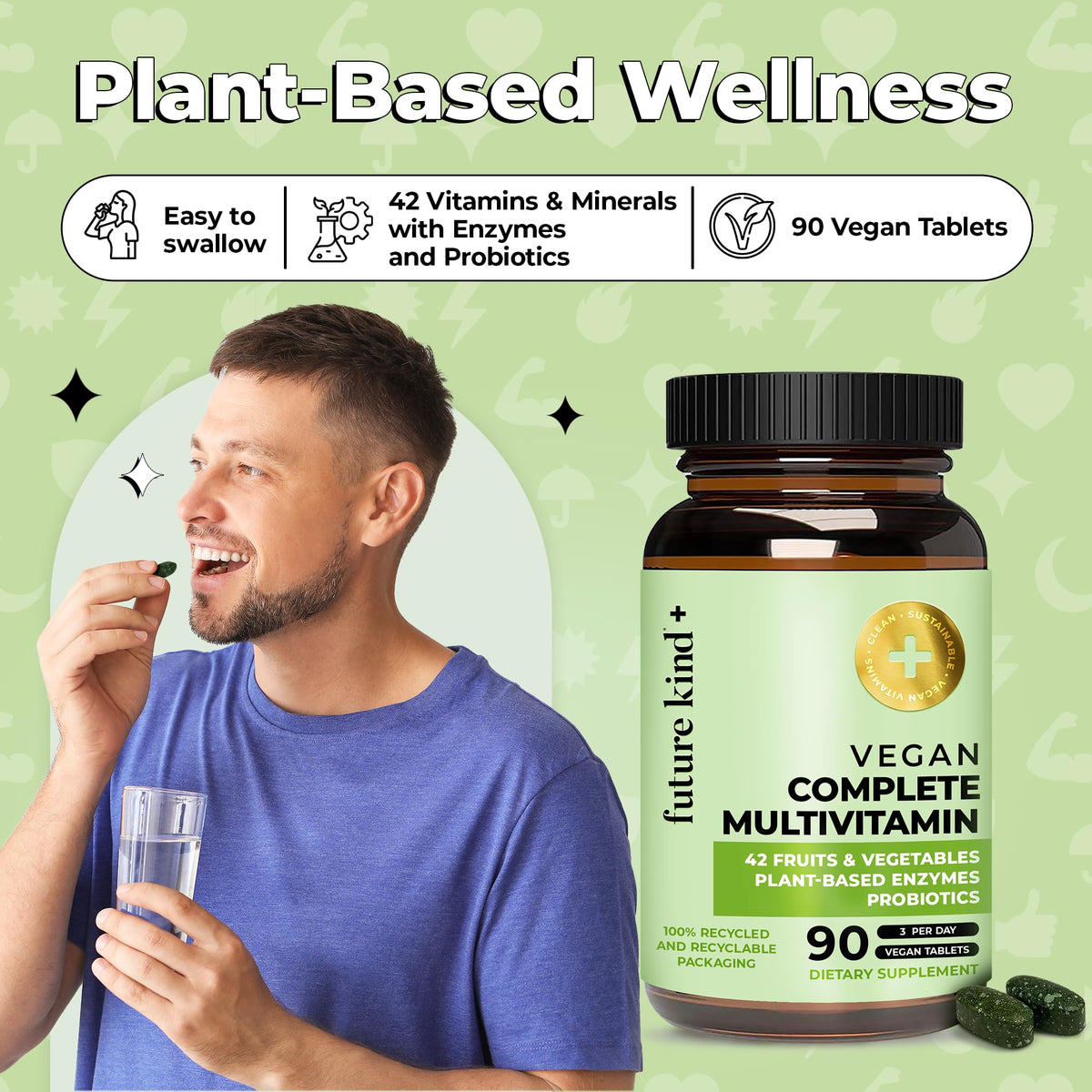 Future Kind Vegan Multivitamins Complete - 42-in-1 Vegan Multivitamins for Women & Men with Enzymes, B12, Zinc, & Probiotics for Digestion Future KindBuy Supplements Australia