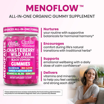 Clean Nutra Menopause Supplements for Women Chastberry Wild Yam Gummies Inositol Black Cohosh Magnesium Red Clover DIM Supplement B6 Magnesium Glycinate Glycine Vitex Hormone Balance Gummy Vitamins Clean NutraceuticalsBuy Supplements Australia