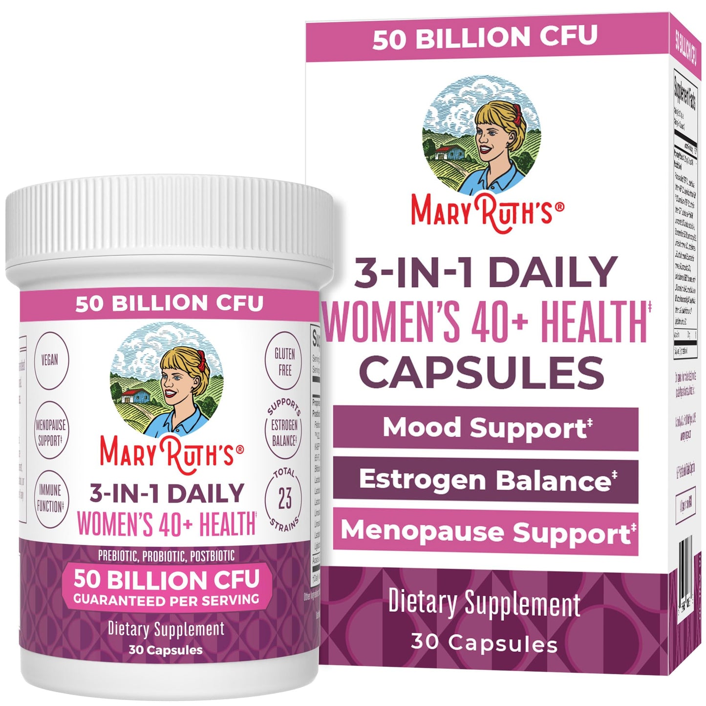 MaryRuth's 3-in-1 Daily Health 40+ Probiotics for Women | Hormonal & Menopause Support Supplement for Women | Gut Health Capsules | 50 Billion CFU | Allergen Free | 30 Ct MARYRUTH'SBuy Supplements Australia