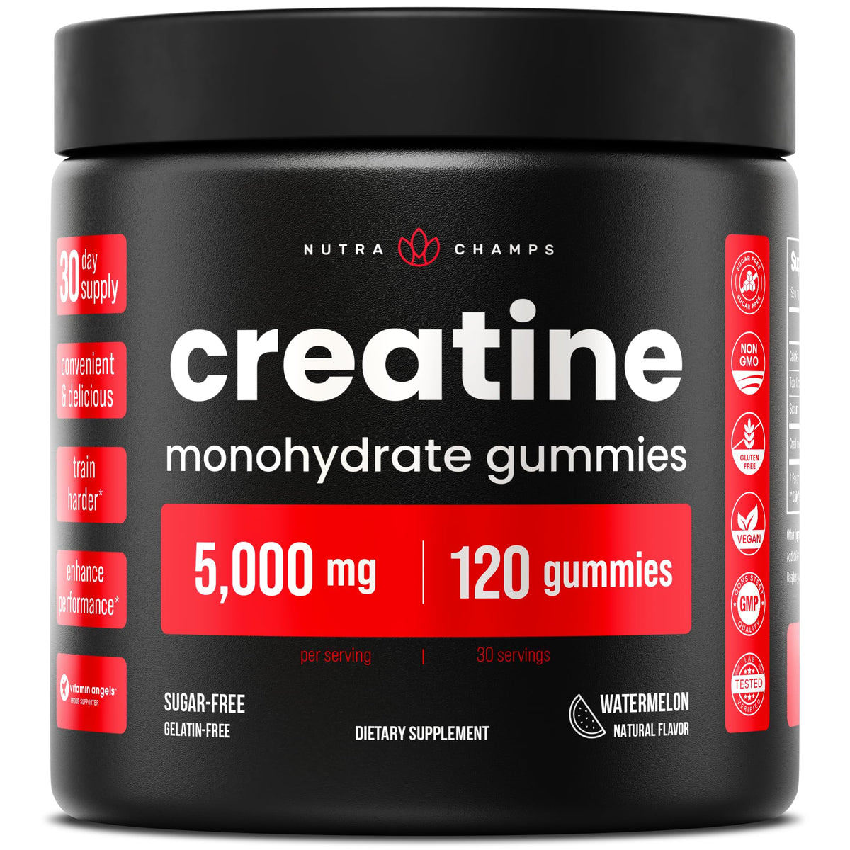 NutraChamps 120 Creatine Gummies for Men & Women - 5g Sugar Free Chewable Creatine Monohydrate Gummies - Supports Protein Synthesis, Muscle Recovery & Workout Performance NutraChampsBuy Supplements Australia