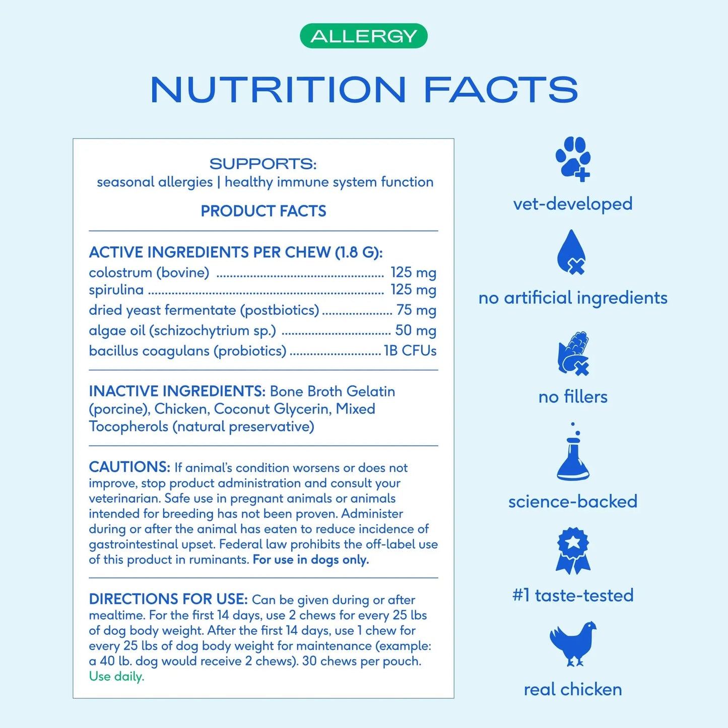 Native Pet Dog Allergy Chews - Dog Allergy Relief for Medium Breeds - Supports Seasonal Itch Relief, Healthy Immune Function & Reduces Sneezing - Colostrum, Spirulina, & Probiotics - 30 Days Supply Native PetBuy Supplements Australia