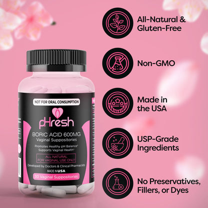pHresh Boric Acid Suppositories and DIM Supplement ACE NUTRITIONBuy Supplements Australia