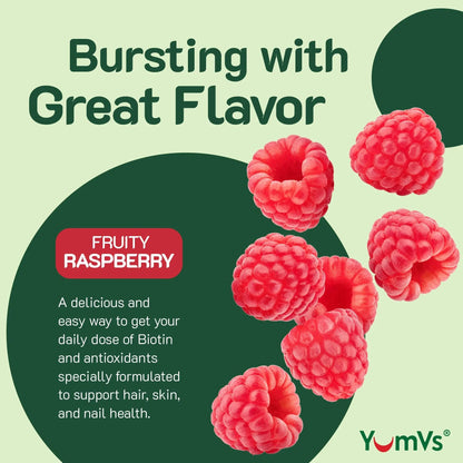 YumVs Teen Multivitamin Gummies with Biotin and Antioxidants - Raspberry Flavor - Hair Skin Nails Support - Kosher Teenager Vitamins YUM-V'SBuy Supplements Australia