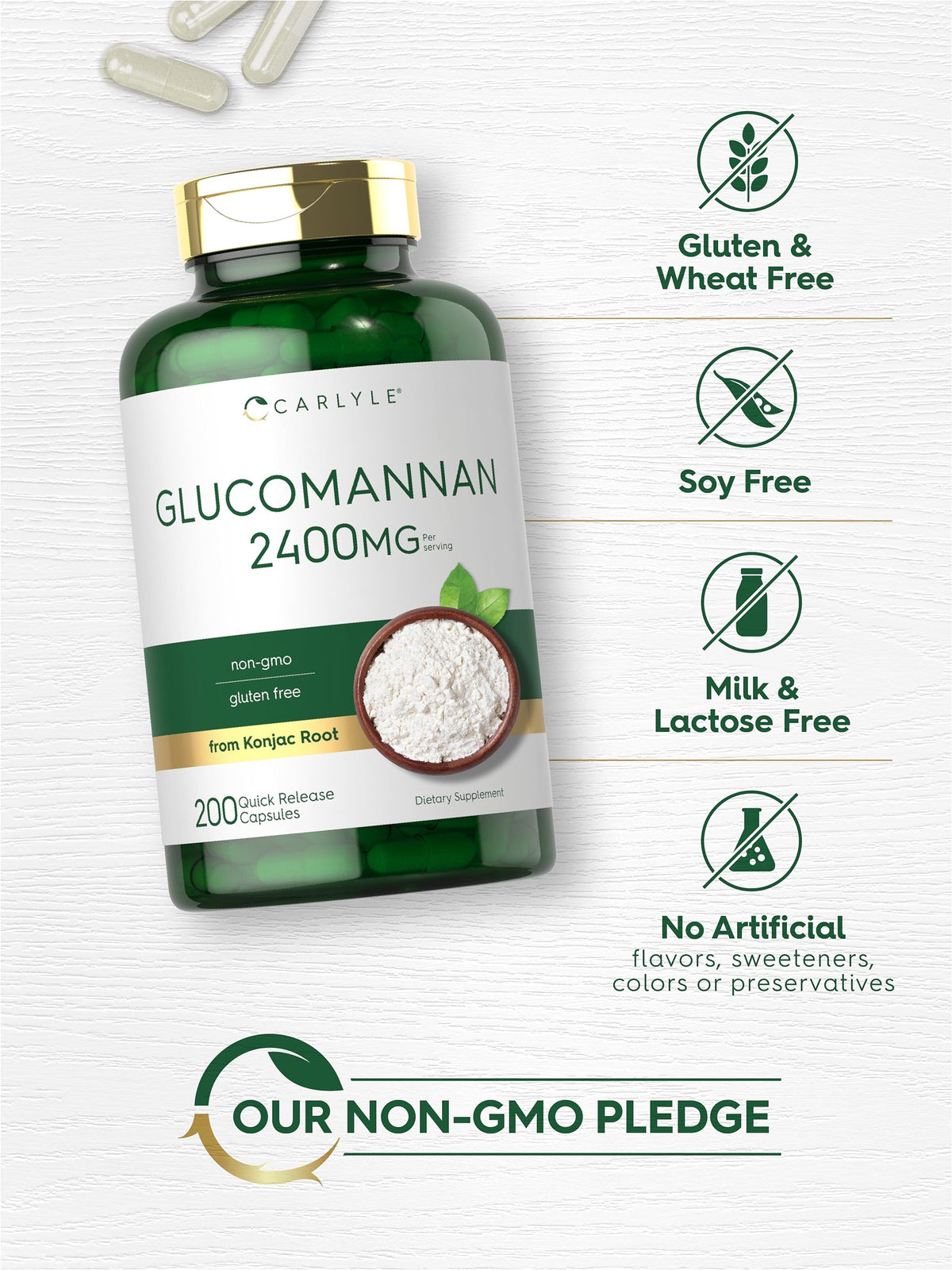 Carlyle Glucomannan Capsules | 200 Count | Soluble Fiber Pills | Non-GMO CarlyleBuy Supplements Australia