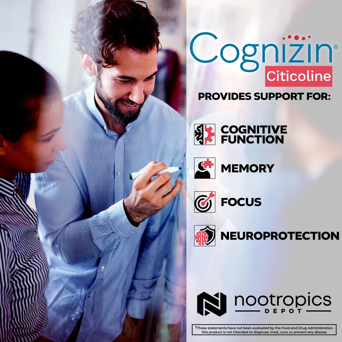 Nootropics Depot Cognizin Citicoline Capsules | 60 Count | Choline Supplement | Brain Health Supplement | Regulates Memory and Cognitive Function | Supports Attention, Focus and Recall Nootropics DepotBuy Supplements Australia