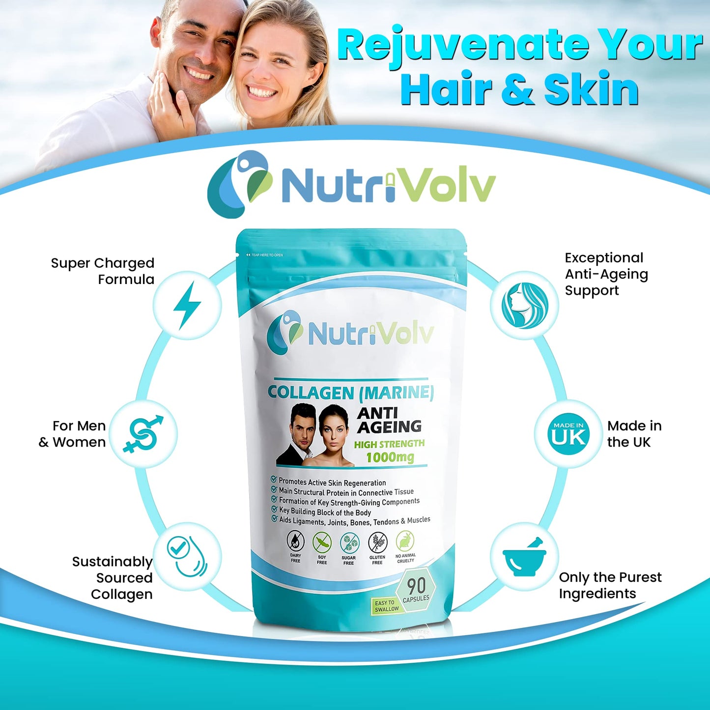 Nutrivolv Collagen Marine (1000mg) Supplement for Skin , Anti Ageing NutrivolvBuy Supplements Australia