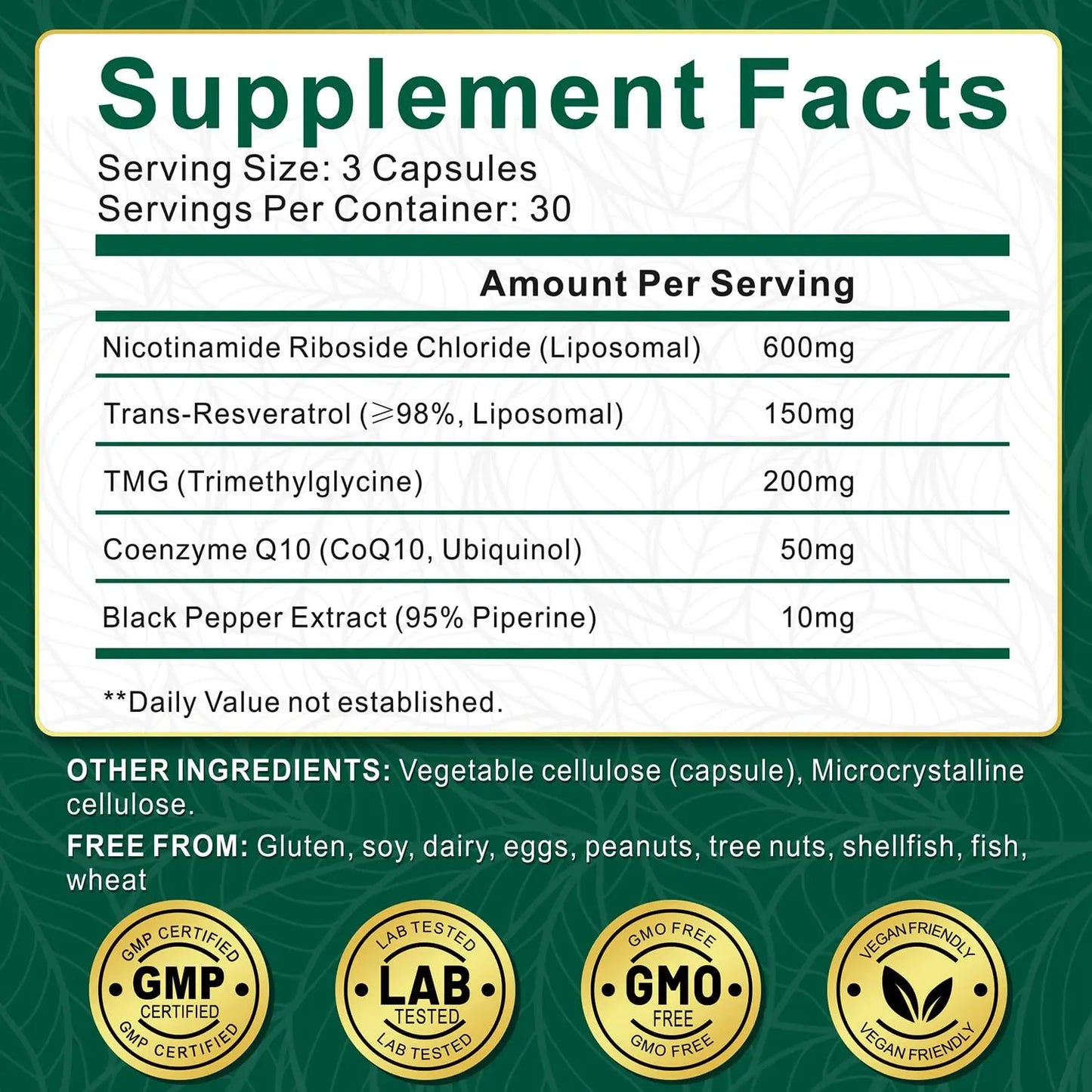 NBOOCUP NAD Supplement - 1010mg Nicotinamide Riboside Chloride Complex, Liposomal NR Supplements, Resveratrol NAD+ for Anti Aging, Cellular Energy, Skin, Focus - 90 Capsules NBOOCUPBuy Supplements Australia