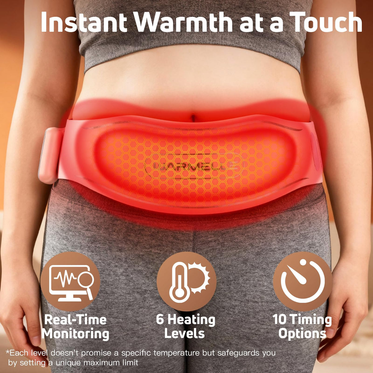 Heating Pad for Period Cramps, Portable Heating Pad for Back - Instant Soothing Menstrual Cramp Relief, Cordless Heating Pads Rechargeable with 5000mAh Battery, 6 Heat Settings, 10-99 Mins Timer WARMELLEBuy Supplements Australia