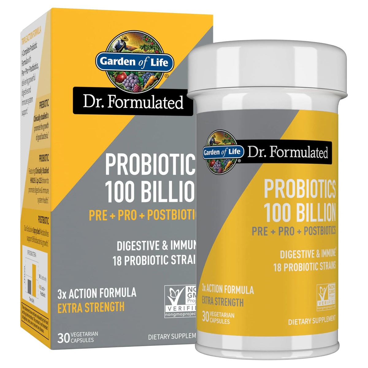 Garden of Life Dr. Formulated Pre, Post & Probiotics 100 Billion CFU Once Daily 3-in-1 Complete Probiotics, Prebiotics & Postbiotics Supplement for Women and Men – Extra Strength, 30 Day Supply Garden of LifeBuy Supplements Australia