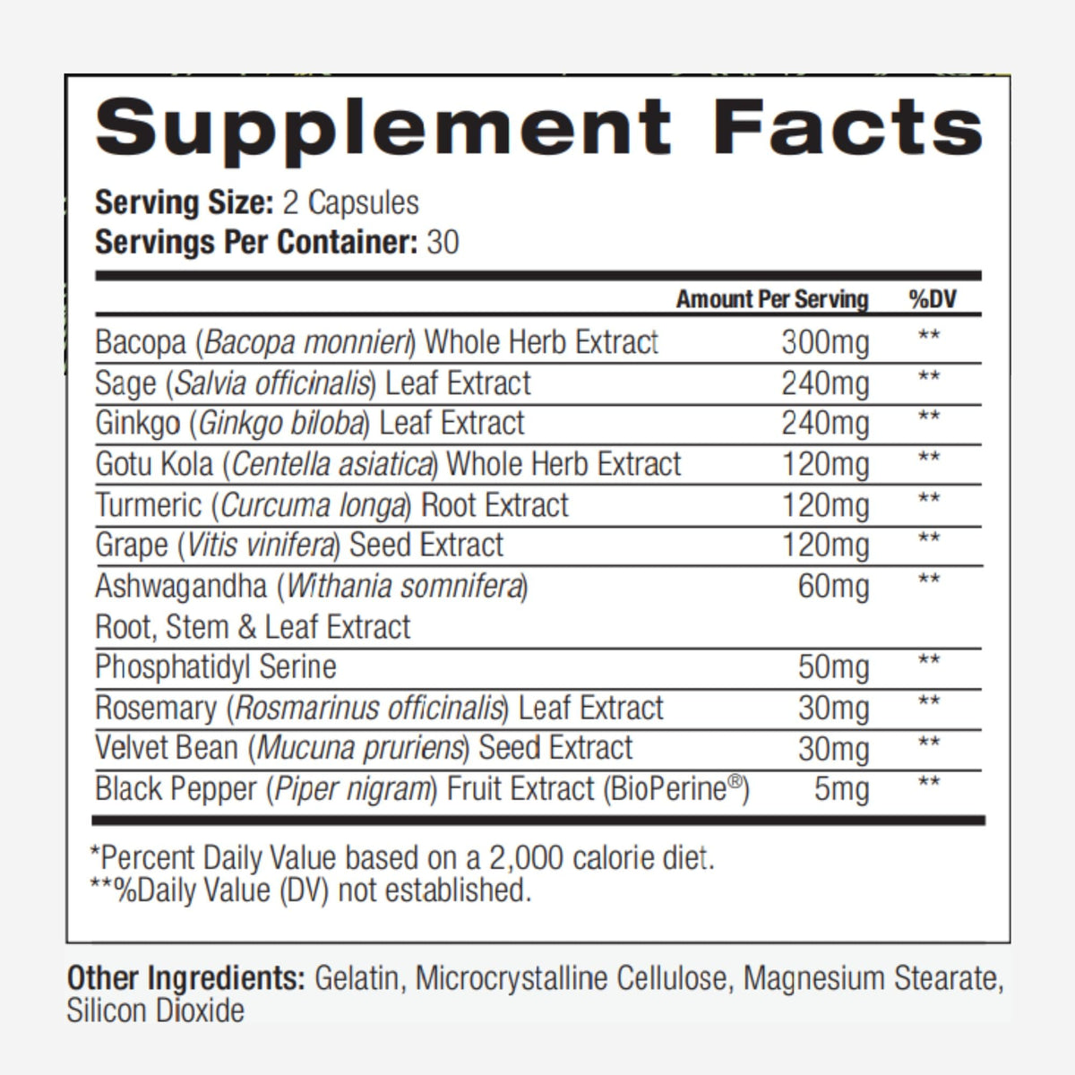 PALO Focus Brain Booster Natural Supplement Nootropic for Memory, Focus, Learning, Reall, Attention and Cognition - Ginkgo Biloba, Bacopa, Gotu Kola, Ashwagandha, Mucuna 60 Capsules PALOBuy Supplements Australia