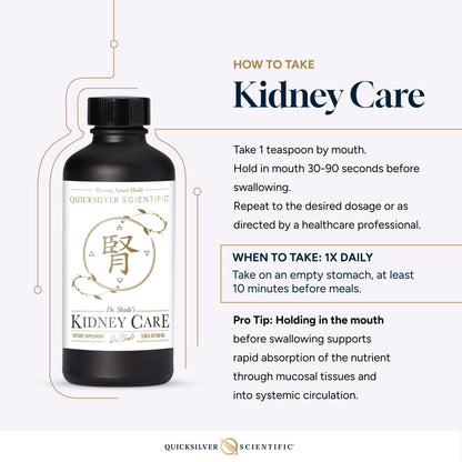 Quicksilver Scientific Kidney Care - Kidney Cleanse & Lymphatic Drainage Supplements - Astragaloside IV Extract, Zhu Ling, Goldenrod, Ferulic Acid, He Shou Wu & Dandelion Leaf (3.38oz / 100ml) Quicksilver ScientificBuy Supplements Australia