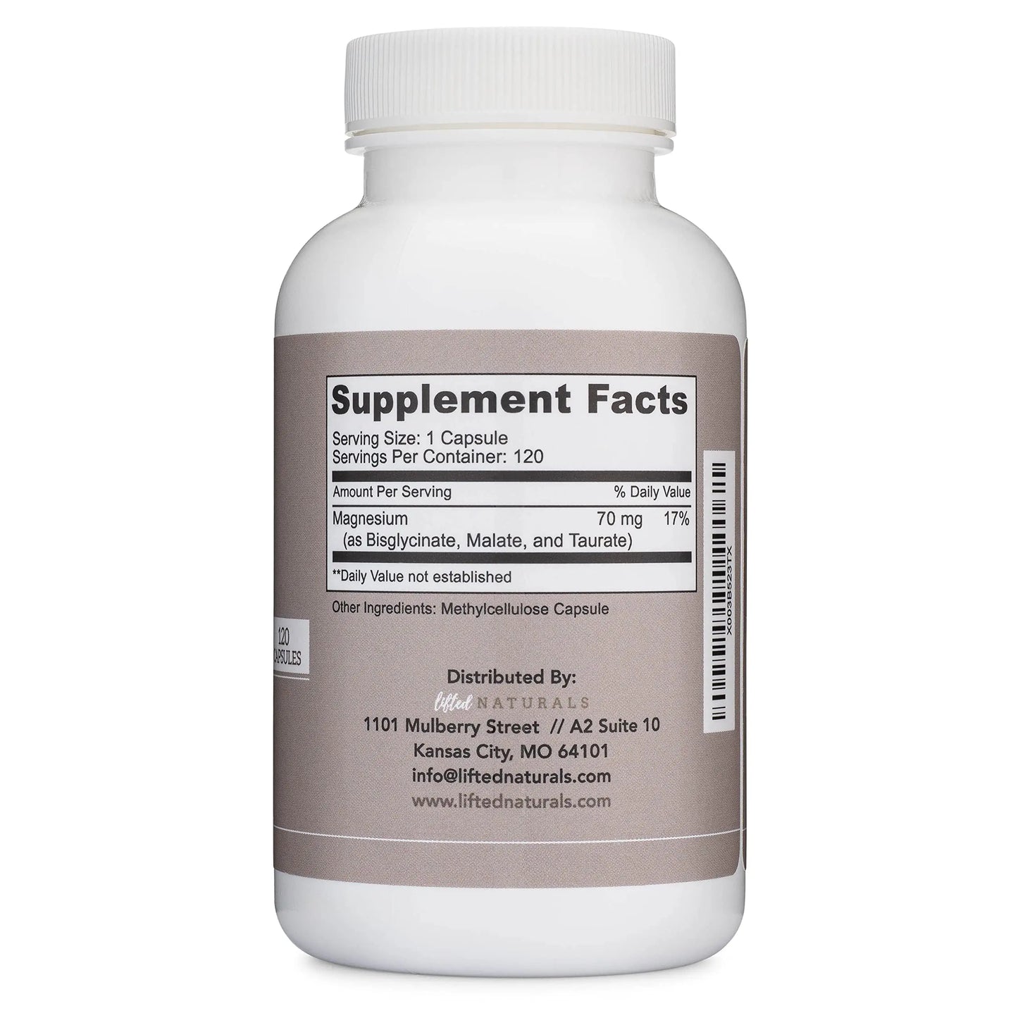 Magnesium Complex - Lifted Naturals Magnesium Supplement w/Bisglycinate, Malate, Taurate - 120 Capsules - Bioavailable Magnesium Formula for Mood, Sleep, Energy Support* Lifted Naturals buy supplements Au