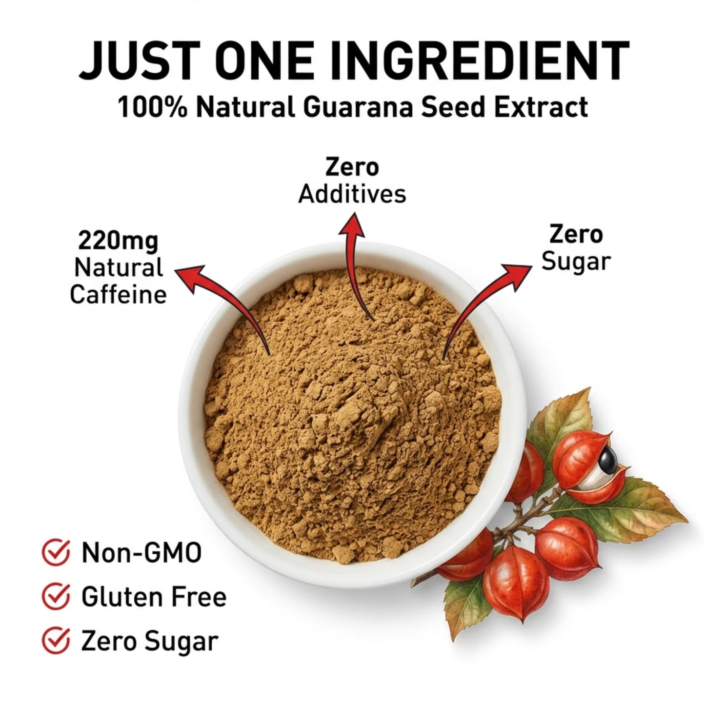 Type Zero Clean Guarana Powder Drink Mix (250 Servings, Unflavored) - 220 MG Caffeine Per Serving, Natural Caffeine, Non GMO, Gluten Free Type ZeroBuy Supplements Australia
