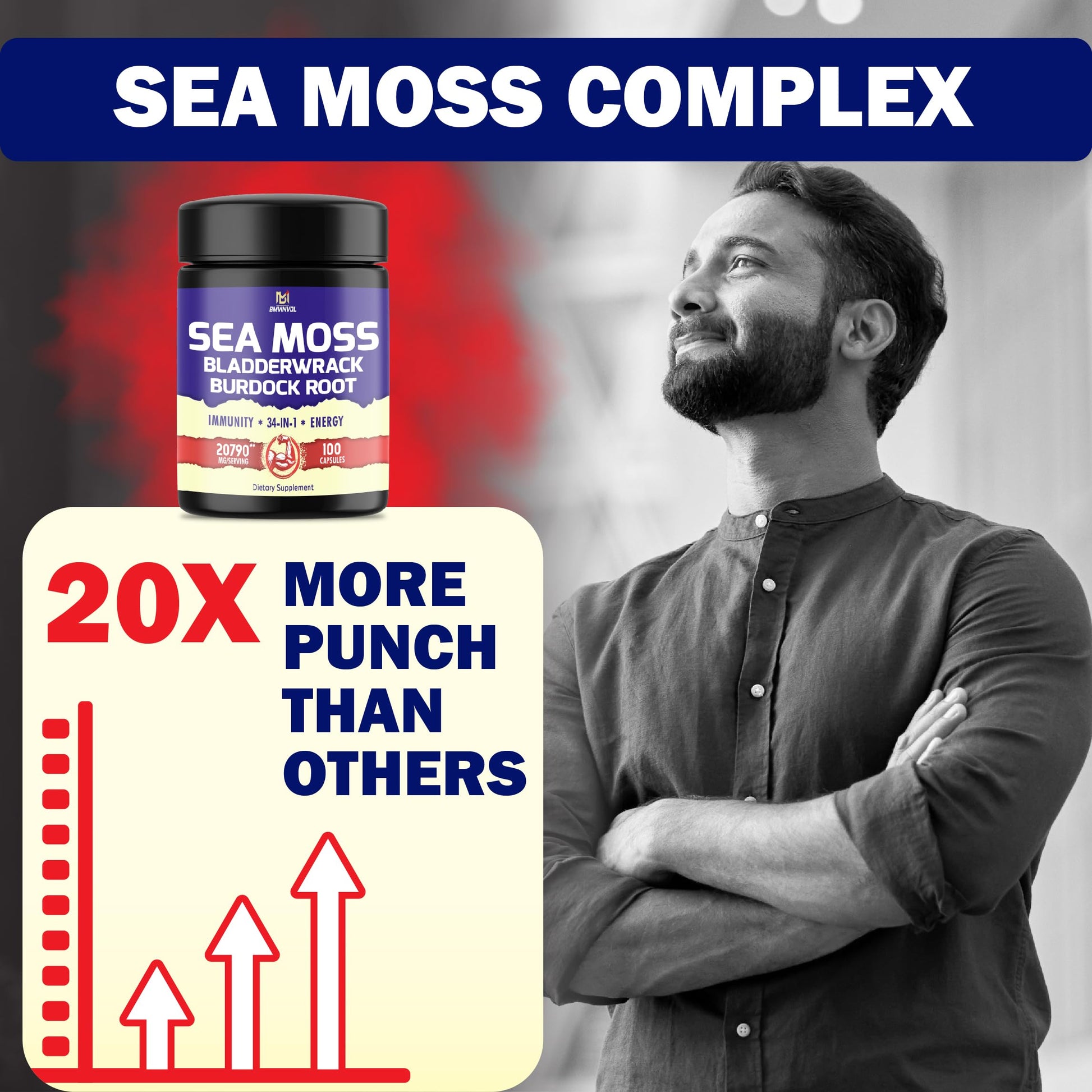 BMVINVOL 100 Capsules - Sea Moss Capsules 20790mg with Bladderwrack, Burdock BMVINVOLBuy Supplements Australia