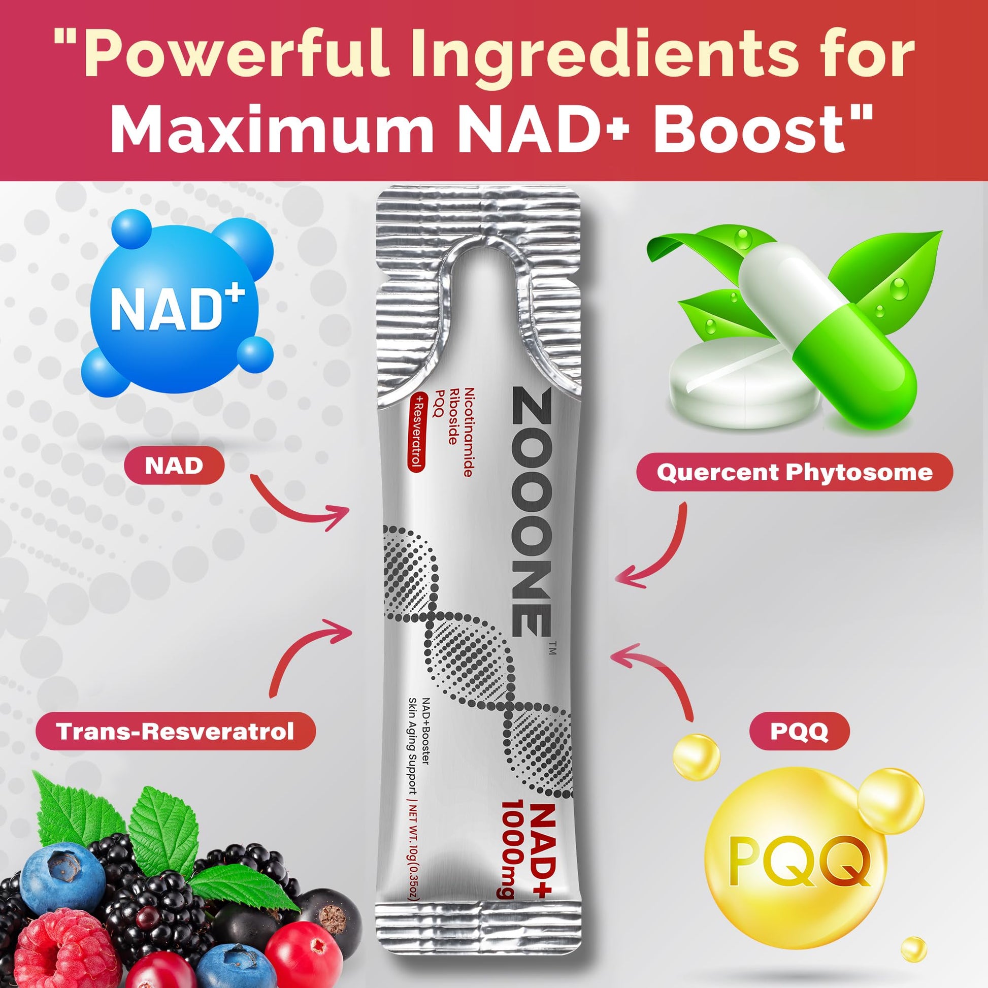 zooone- NAD+ Supplement 30pcs, Premium Nicotinamide Riboside & Resveratrol, DNA Repair & Healthy Aging， Advanced NAD Supplement for Men & Women, Boosts Cellular Energy. zoooneBuy Supplements Australia