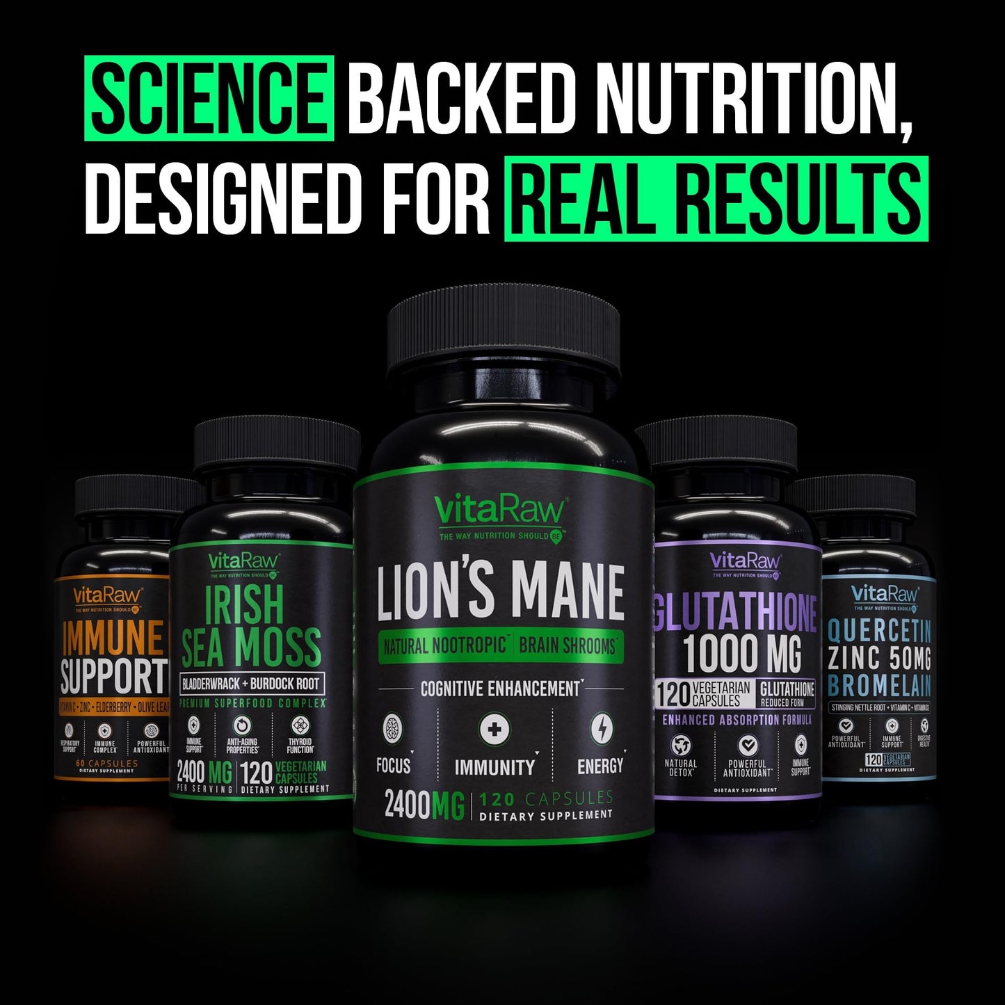 VitaRaw Organic Lions Mane Supplement Capsules 2400 mg - Powerful Nootropic - Helps Maintain Memory, Energy, and Mental Clarity - Vegan Brain Booster Focus Pills - Real Lion's Mane Supplement VitaRawBuy Supplements Australia