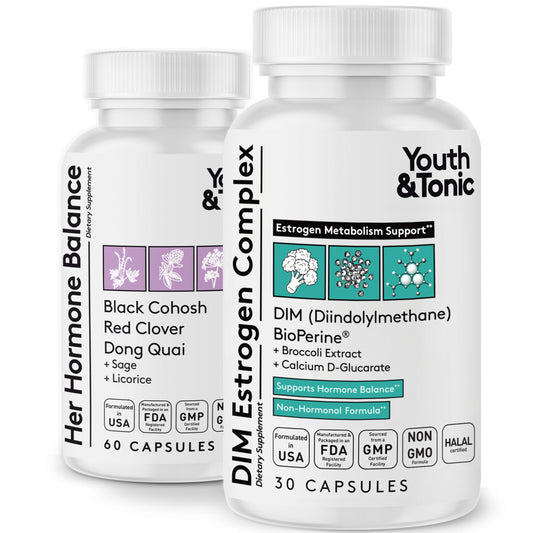 Youth & Tonic DIM Supplement for Women – Estrogen Metabolism & Hormonal Support – Menopause, Perimenopause & Premenopausal Bundle, 90 Capsules Youth & TonicBuy Supplements Australia