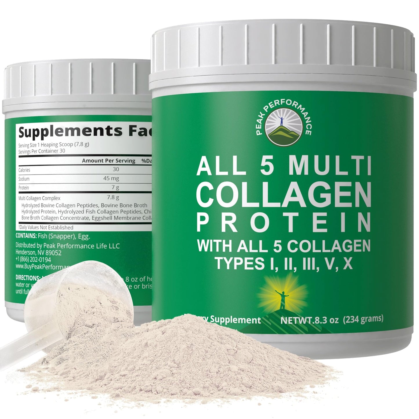 Peak Performance All 5 Multi-Collagen Protein Powder Peptides Multi-Collagen Contains All Types I, II, III,V, X. Keto, Paleo Friendly with Hydrolyzed Bovine, Marine, Chicken, Bone Broth Collagens Peak PerformanceBuy Supplements Australia